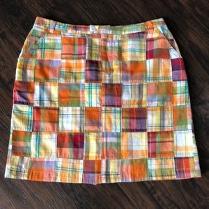 Pendleton Madras Patchwork Plaid Skirt Size 12P Vintage, Yellows/Orange